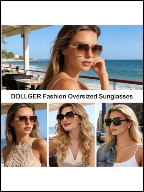Oversized Square Sunglasses UV400 Protection Unisex Fashion Shades main image 4